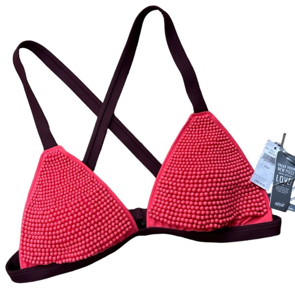 NWT Aerie Beaded Triangle Bikini Triangle top 44.95 retail Size Medium - Picture 1 of 4